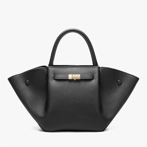 Vegan Leather Tote Bags Dressy Top Handle Purse in black